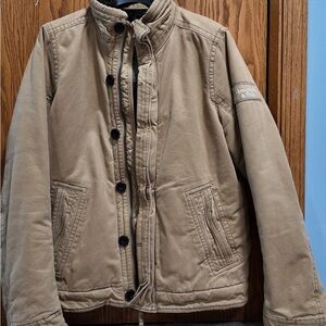 Abercrombie & Fitch Tan Military Field Sherpa Fur Jacket